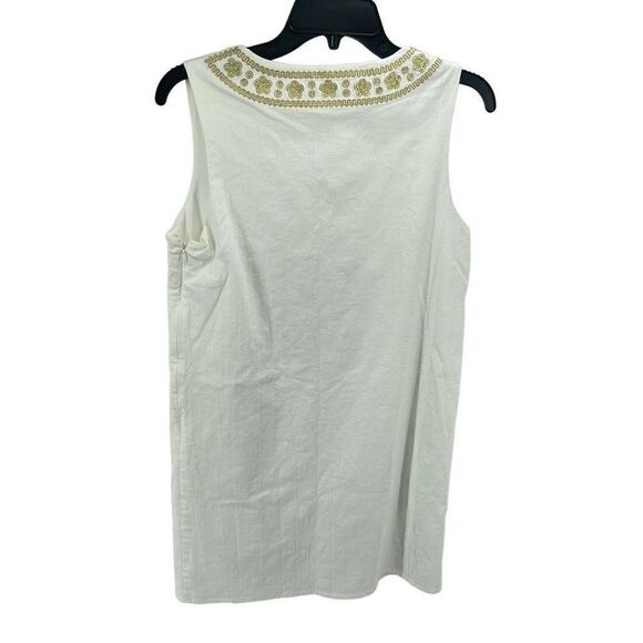 JB By Julie Brown Womens Embroidered tunic Dress Sleeveless Lined Cream Gold 6 - Picture 12 of 12